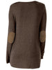 Plus Size Buttons Heathered Elbow Patch T-shirt