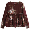 Women Blouse Floral Print Round Collar Long Sleeve for Daily Wear