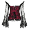 Plus Size Bell Lace Sleeves Ruffles Overbust Corset
