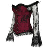 Plus Size Bell Lace Sleeves Ruffles Overbust Corset