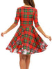 Plaid Snowflake Christmas Round Neck Dress