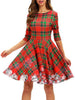 Plaid Snowflake Christmas Round Neck Dress