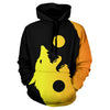 Wolf Print Kangaroo Pocket Casual Hoodie