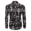 Music Notes Print Long Sleeve Button Up Festival Shirt