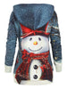 Snowman Front Pocket Christmas Loose Hoodie