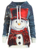 Snowman Front Pocket Christmas Loose Hoodie