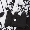 Music Notes and Cat Print Button Up Long Sleeve Festival Shirt