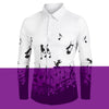 Music Notes and Cat Print Button Up Long Sleeve Festival Shirt
