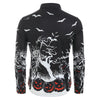 Halloween Night Pumpkins Print Button Up Long Sleeve Shirt