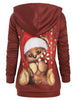Bear Graphic Front Pocket Christmas Drawstring Hoodie