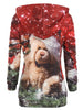 Bear Graphic Front Pocket Christmas Drawstring Hoodie
