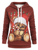 Bear Graphic Front Pocket Christmas Drawstring Hoodie