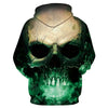 3D Effect Skull Print Pullover Hoodie