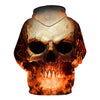 3D Effect Skull Print Pullover Hoodie