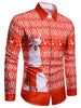 Grass Mud Horse Zigzag Graphic Button Up Shirt
