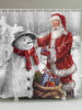 Christmas Santa Claus and Snowman Print Waterproof Bathroom Shower Curtain
