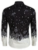 Christmas Snowflake Print Button Up Long Sleeve Shirt