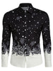 Christmas Snowflake Print Button Up Long Sleeve Shirt