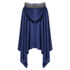 Plus Size Women Cloak Coat Hooded Neck Bat Sleeve Loose Asymmetric Hem