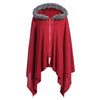 Plus Size Women Cloak Coat Hooded Neck Bat Sleeve Loose Asymmetric Hem