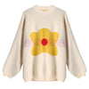 Floral Print Pullover Sweater Round Collar Long Sleeve Tightened Cuff for Women