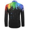 Long Sleeves Splatter Painting Print Button Shirt
