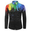 Long Sleeves Splatter Painting Print Button Shirt