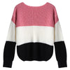 Women Pullover Sweater Round Collar Long Sleeve 2 Pockets