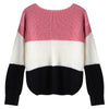 Women Pullover Sweater Round Collar Long Sleeve 2 Pockets