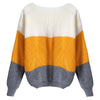 Women Pullover Sweater Round Collar Long Sleeve 2 Pockets