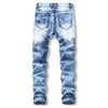 Drape Panel Ripped Design Flanging Men Jeans