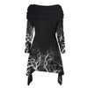 Halloween Tree Print Convertible Collar Longline Knitwear
