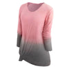 Plus Size Dip Dye Long Sleeve Stretch Tee