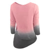 Plus Size Dip Dye Long Sleeve Stretch Tee