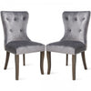 Victorian Dining Chair Button Tufted Armless Chair Upholstered Accent Chair, Nailhead Trim, Chair Ring Pull Set of 2