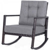 Cushioned Rattan Rocker Chair Rocking Armchair Chair Outdoor Patio Glider Lounge Wicker Chair Furniture with Cushion