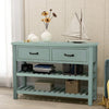 Retro Console Table for Entryway with Drawers and Shelf Living Room Furniture