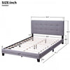 Upholstered Platform Bed Frame Mattress Foundation with Wooden Slat Support Tufted Headboard