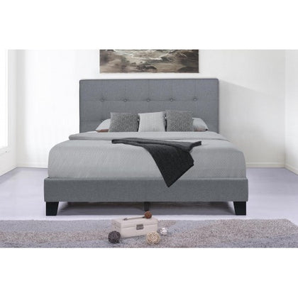 Upholstered Platform Bed Frame Mattress Foundation with Wooden Slat Support and Tufted Headboard