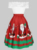 Christmas Santa Claus Floral Lace Off Shoulder Dress