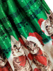 Christmas Cat Musical Note Lace Up Party Dress