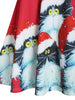 Christmas Cat Print A Line Cold Shoulder Dress