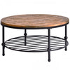 Easy Assembly Hillside Rustic Natural Coffee Table with Storage Shelf for Living Room