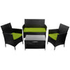 4 PCS Patio Furniture Outdoor Garden Conversation Wicker Sofa Set, Green Cushions