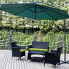 4 PCS Patio Furniture Outdoor Garden Conversation Wicker Sofa Set, Green Cushions