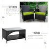 4 PCS Patio Furniture Outdoor Garden Conversation Wicker Sofa Set, Green Cushions