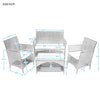 4 PCS Patio Furniture Outdoor Garden Conversation Wicker Sofa Set, Green Cushions