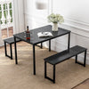 3-Piece Dining Table Set with Two Benches, Kitchen Contemporary Home Furniture