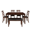 6pc Dining Set with 4 Ladder Chairs and Bench, Espresso