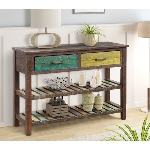 Console Table Sofa Table Console Tables for Entryway Hallway Bathroom Living Room with Drawers and 2 Tiers Shelves